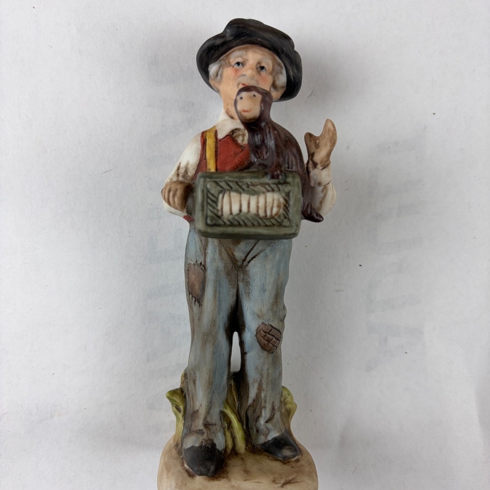 Vintage precious moments‎ Porcelain Figurine Organ Grinder With Monkey RARE